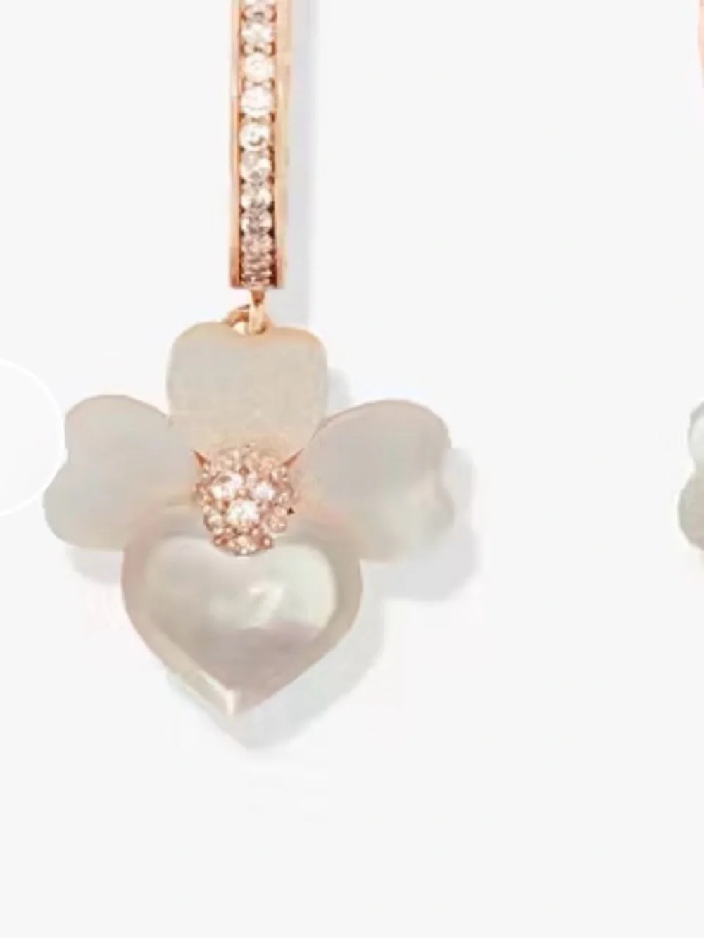 kate spade Rose Gold Hoop Earrings with Mother-of-Pearl Flower Drops NWT